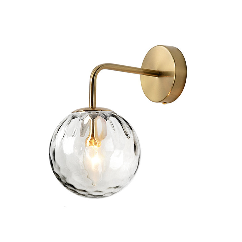 Glazen Wandlamp met Geribbeld Glas en Gouden Armatuur – Minimalistische Verlichting voor Woonkamer en Gang | Sansoti