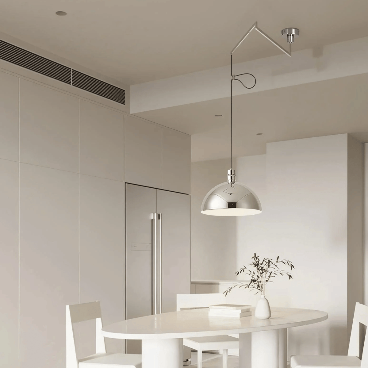 Adjustable Pendant Light with Swing Arm Chrome Metal 35cm Dimmable Scandinavian Design Kitchen Dining Room Living Room | Sansoti