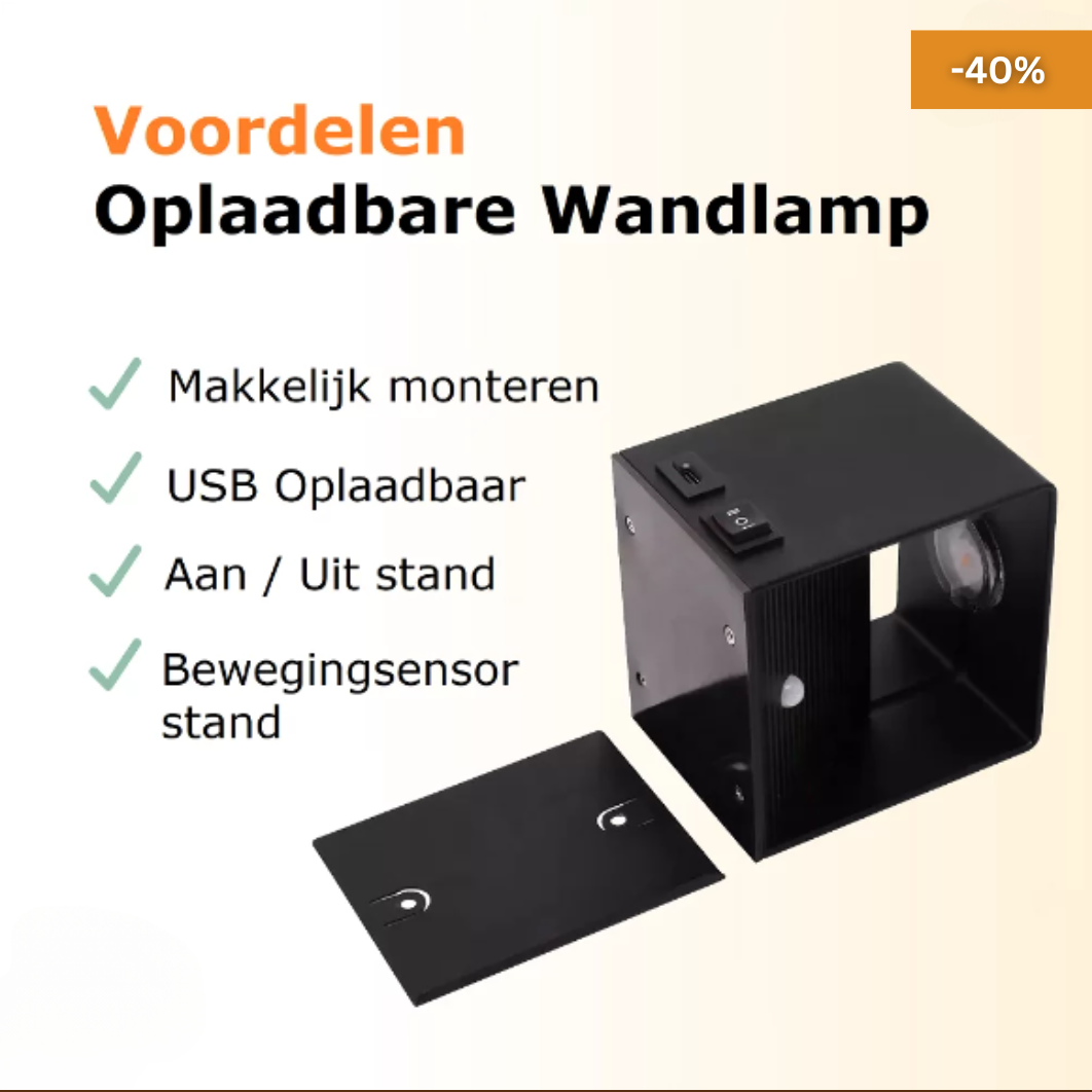 Draadloze Wandlamp met Sensor & USB Oplaadbaar – LED Sfeerverlichting voor Gang, Slaapkamer, Kast & Trap | Instelbare Lichtmodi | Sansoti
