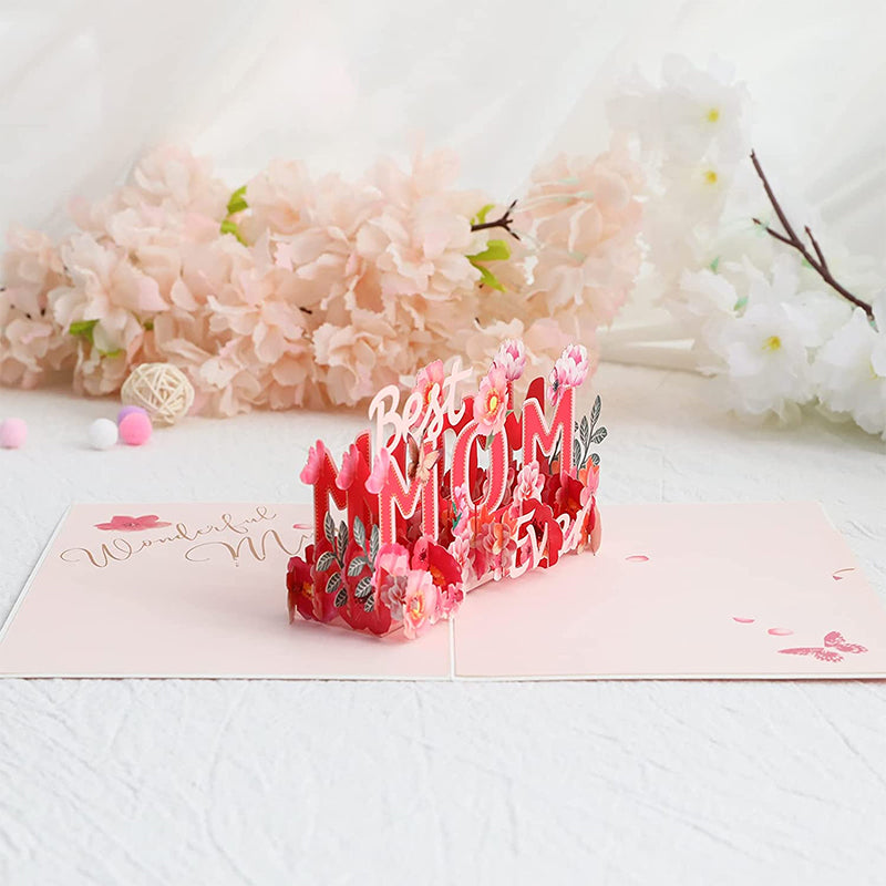 3D-Pop-up-Grußkarte mit Blumenmotiv für Muttertag, Geburtstag und Jubiläum - persönliches Geschenk und Grußkarte | Sansoti