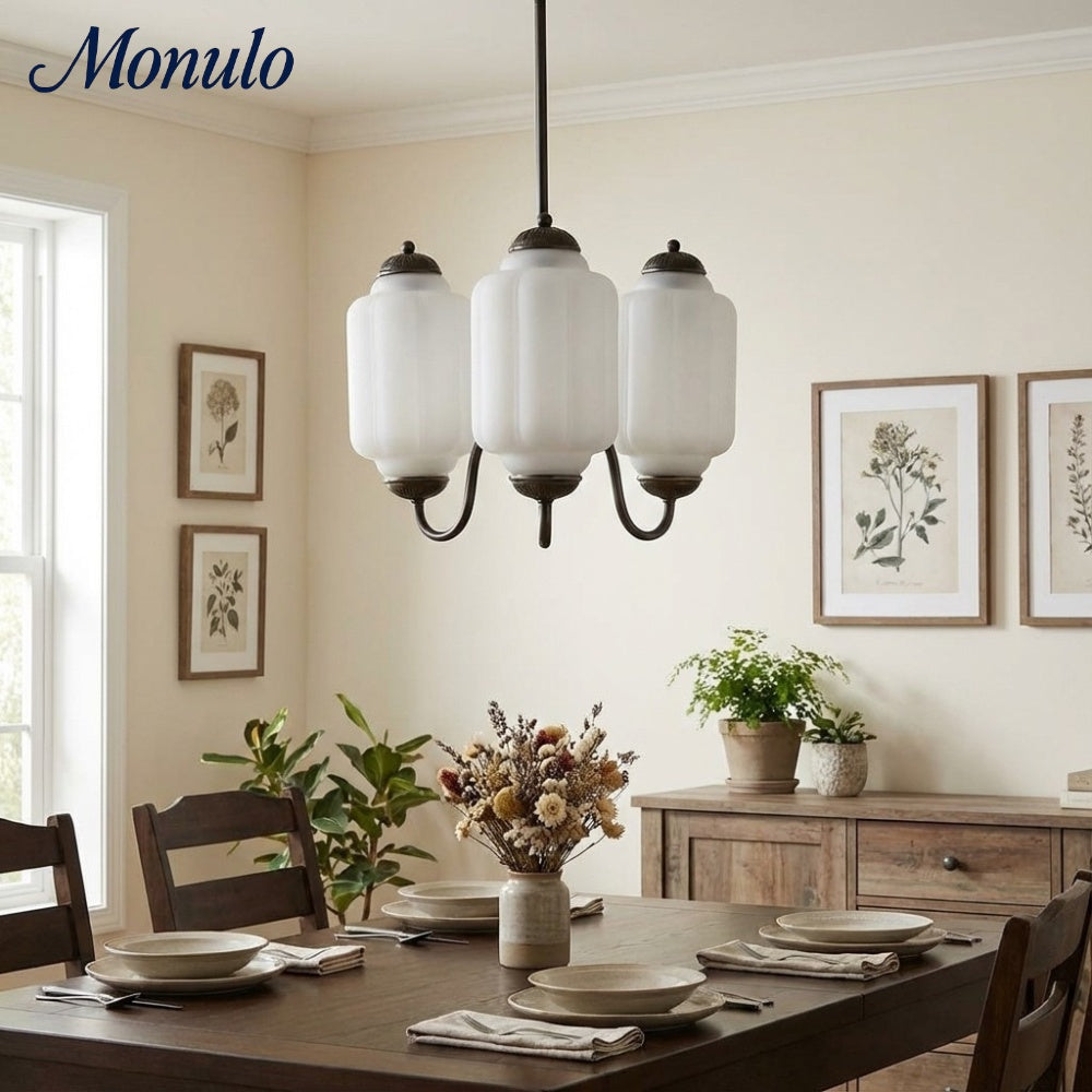 Vintage Melkglazen Hanglamp met Gegolfde Rand – Scandinavische Sfeerverlichting voor Keuken en Slaapkamer | Sansoti