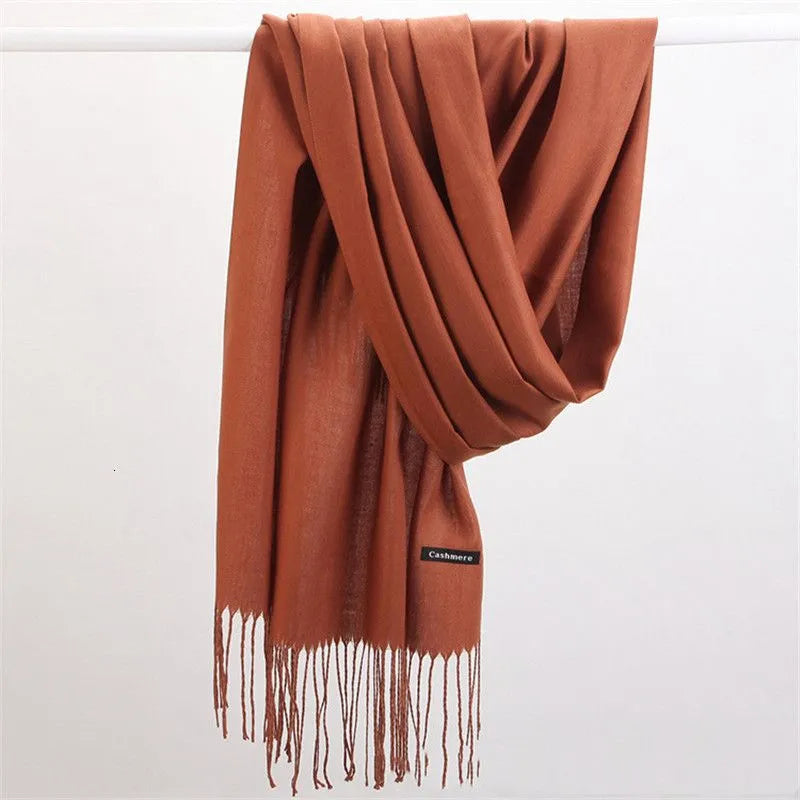 Solid Cashmere Scarf 175cm Winter Accessory Warm Luxury Soft Stylish Fashionable Timeless Elegant for Women | Sansoti