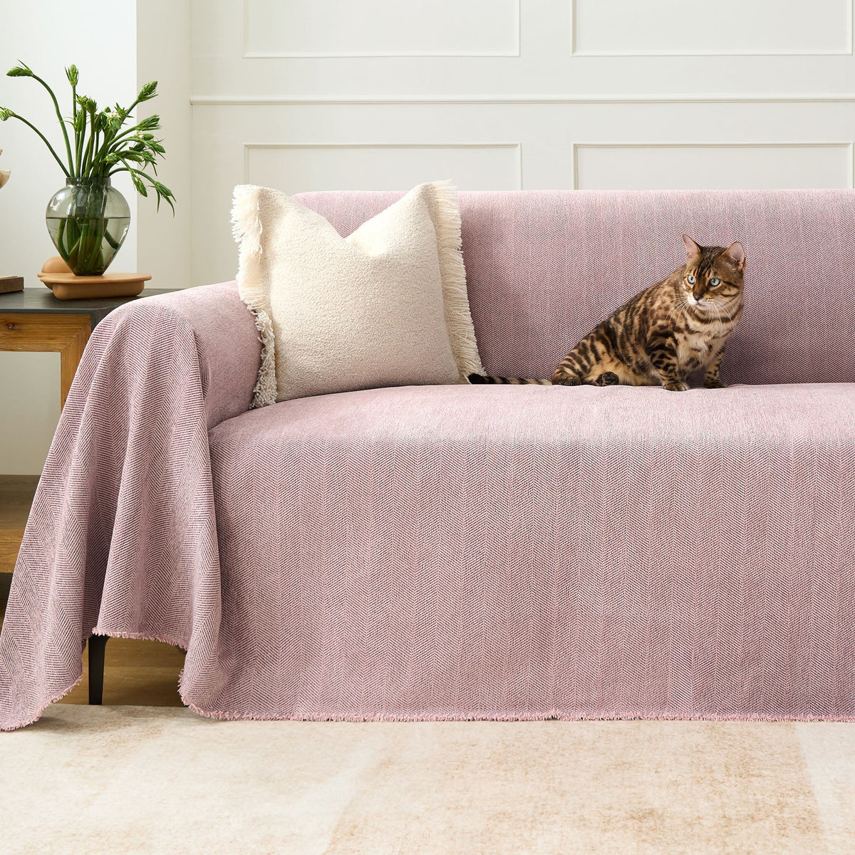 Fischgrätstruktur Sofabezug Haustierfreundlich Wasserabweisender Möbelschutz Textilgewebe Sofa Cover | Sansoti