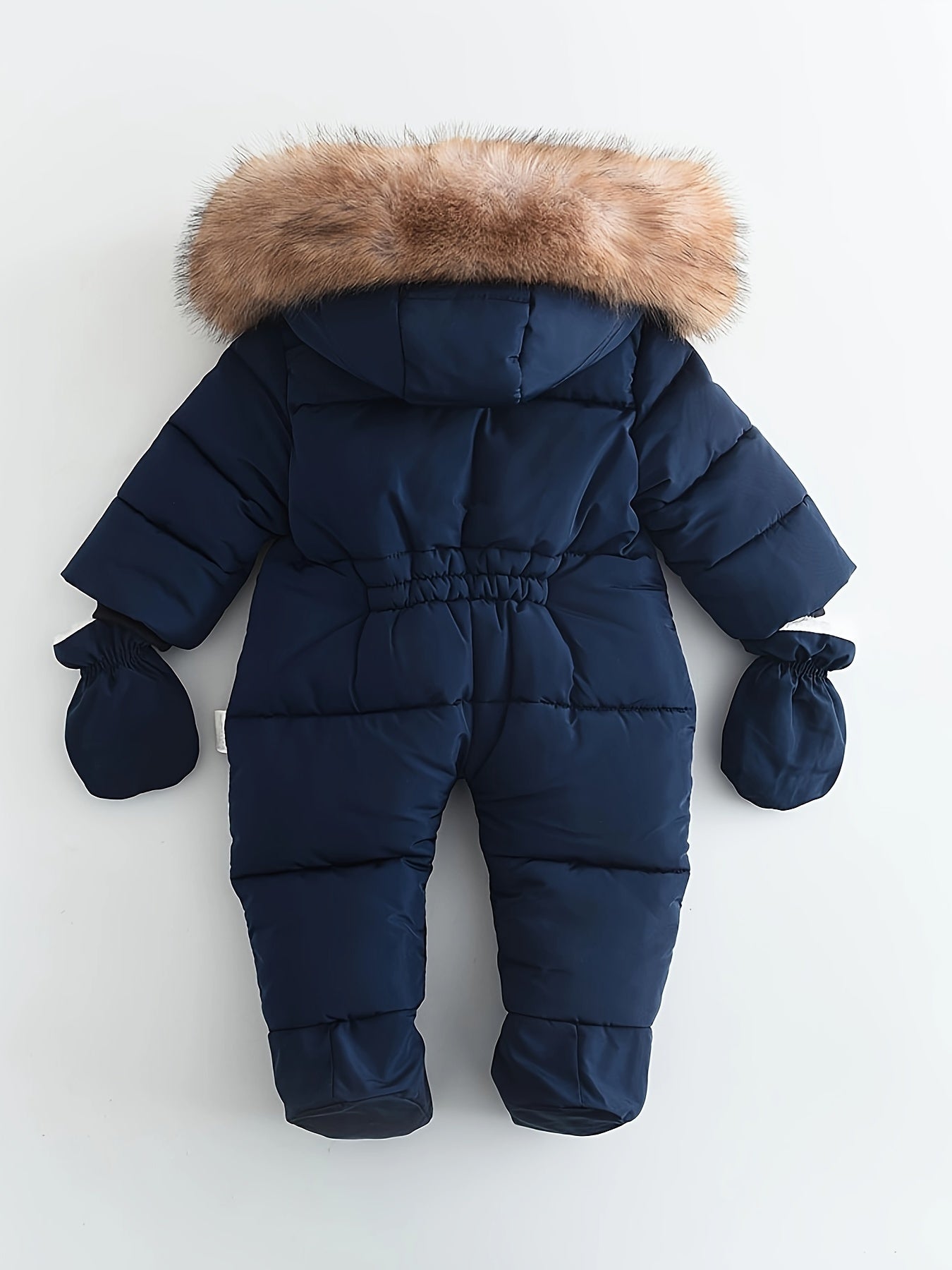 Frosty Baby Romper Gewatteerd Polyester Katoen Capuchon Winter Baby Jumpsuit Faux Bont Handwarmers Buiten | Sansoti