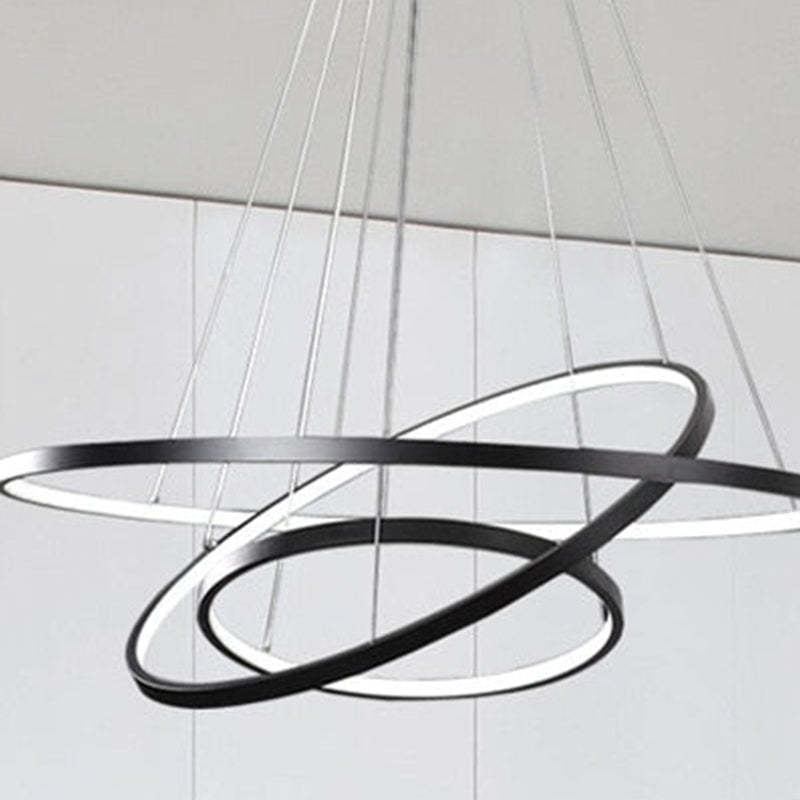 LED Pendant Light Metal Three Rings Adjustable Gold White Black Living Room Dining Room Bedroom Modern Design | Sansoti