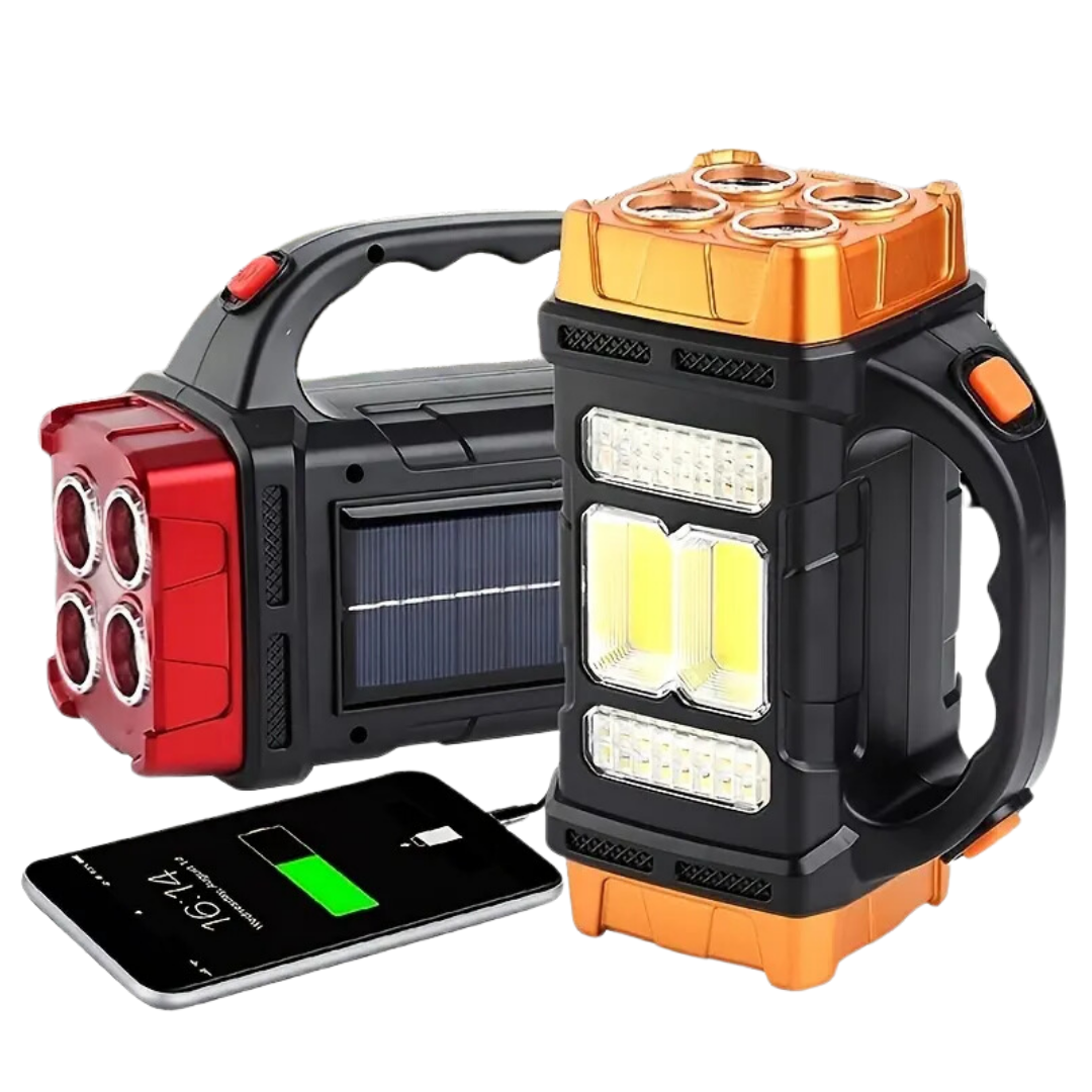 Nood Zaklamp 4-in-1 Zonne-energie Powerbank USB Oplaadbaar IP44 Waterdicht LED Geel Wit Camping Noodkit Emergency Draagbaar Compact | Sansoti