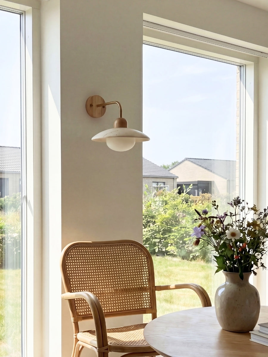 Travertijn Wandlamp Minimalistische Schijf Design Natuursteen Verlichting voor Woonkamer Slaapkamer Gang Moderne Interieur Wandverlichting met Warm Licht | Sansoti
