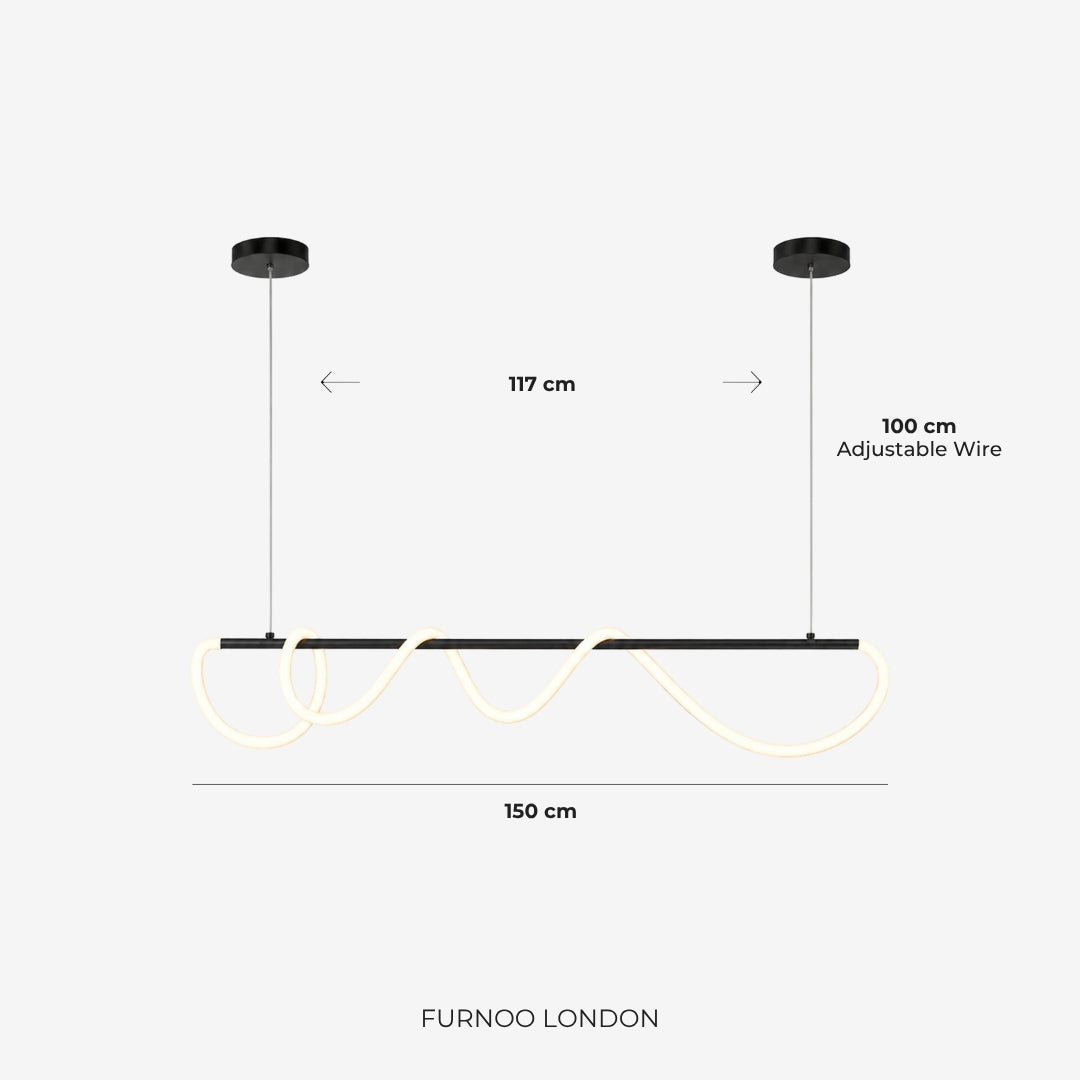 LED-design hanglamp met metalen koordstructuur zwart satijn 100 cm dimbaar warm wit modern interieur eetkamer keukeneiland | Sansoti