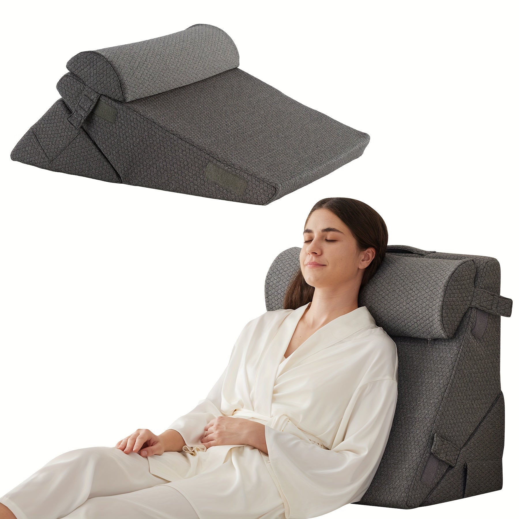 Verstelbaar Wigkussen voor Bed – Premium Memory Foam Ondersteuning Rug Benen Knieën Herstel | Sansoti