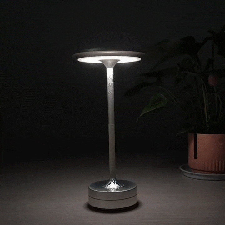 Dimmbare, wiederaufladbare Tischlampe, wasserbeständig, aus Metall, mit Touch-Bedienung, kabellose LED-Ambientebeleuchtung | Sansoti