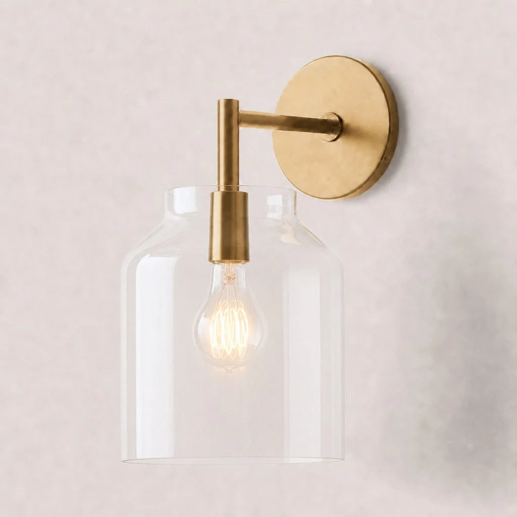 Wandlamp met Melkglazen Kap en Metalen Accenten Minimalistisch Design Sfeerlamp Hal Gang Slaapkamer | Sansoti