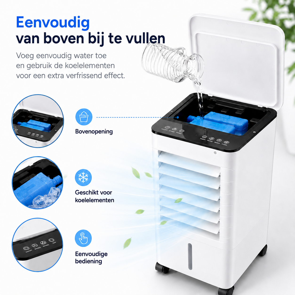 Airco Luchtkoeler Draagbaar 3-in-1 Zonder Slang Wit Oscillatie Timer Slaapkamer Woonkamer Kantoor Luchtbevochtiger Luchtzuivering Filter | Sansoti