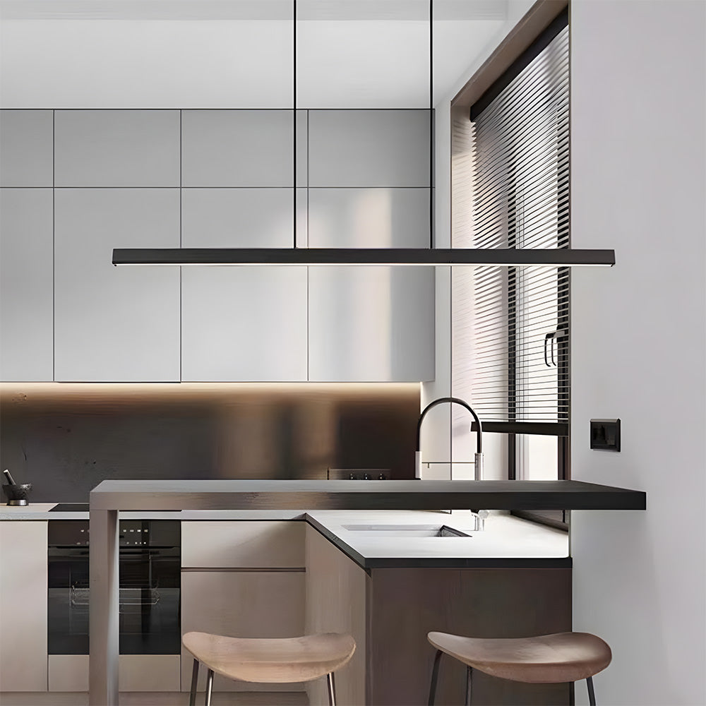 Verumo LED-Hängeleuchte Metall Schwarz Kücheninsel Esstisch Moderne Beleuchtung Lineare Hängeleuchte | Restfield