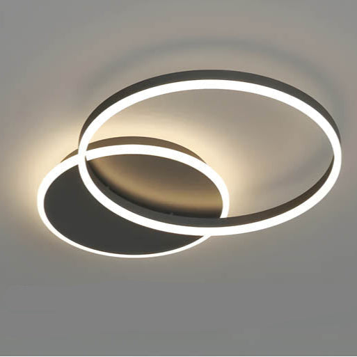 Moderne Deckenleuchte LED Aluminium Schwarz Wohnzimmer Schlafzimmer Design Beleuchtung Ringe minimalistisch | Restfield