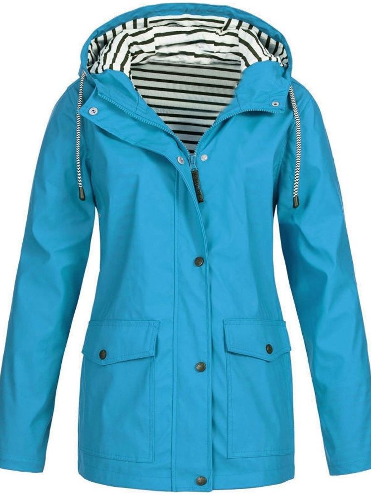 Waterdichte Damesjas met Capuchon Winddicht Regenjas Functioneel Outdoor Wandelen Hiking Allweer Lange Jas | Sansoti