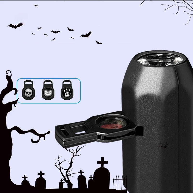 USB-Schädelprojektorlampe – Drehende Geistermuster-LED-Nachtlampe für gruselige Atmosphäre, Halloween-Dekoration | Sansoti