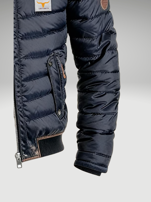 Lined Men's Work Jacket Quilted Down Jacket Corduroy Collar Navy Blue Ribbed Fabric Outdoor Clothing Winter Jacket | Sansoti