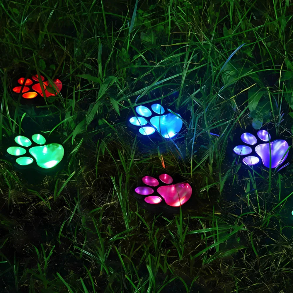 Solar Garden Lighting Paw Print Shaped LED Warm White Decorative Path Light for Outdoor | Sansoti