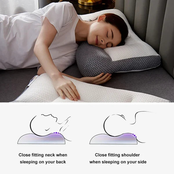 Oreiller cervical ergonomique en mousse à mémoire de forme pour dormir sur le côté ou sur le dos, soutien optimal du cou, confort | Sansoti