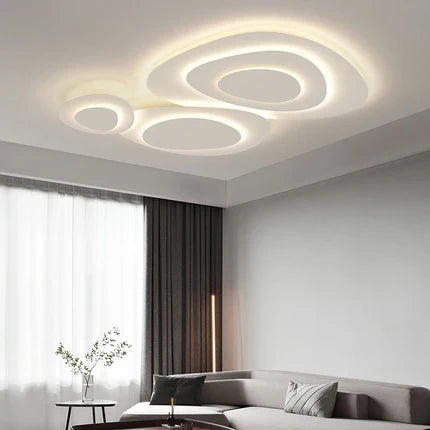 Moderne Plafondlamp Metaal Wit LED 50-110cm Dimbaar Slaapkamer Woonkamer Minimalistische Design Verlichting | Sansoti
