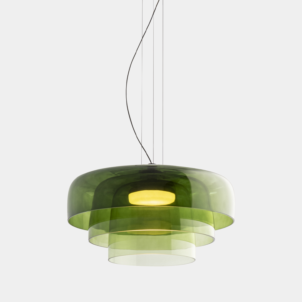 Suspension Verre Design Nordique Superposé 1 2 3 Niveaux Orange Vert Gris Salle à Manger Cuisine Salon Suspension Lumière Chaude LED Réglable