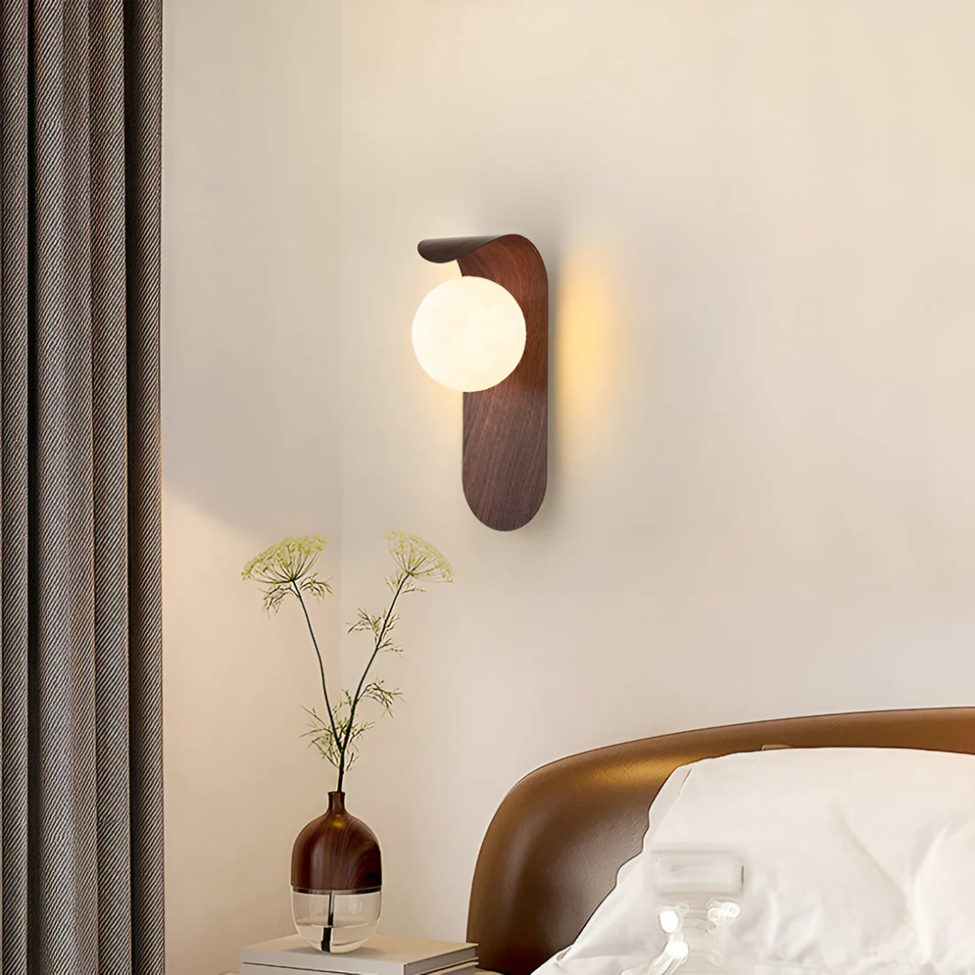 Houten wandlamp G9 LED metaal 13x25cm warm wit licht minimalistisch modern interieur woonkamer slaapkamer | Sansoti
