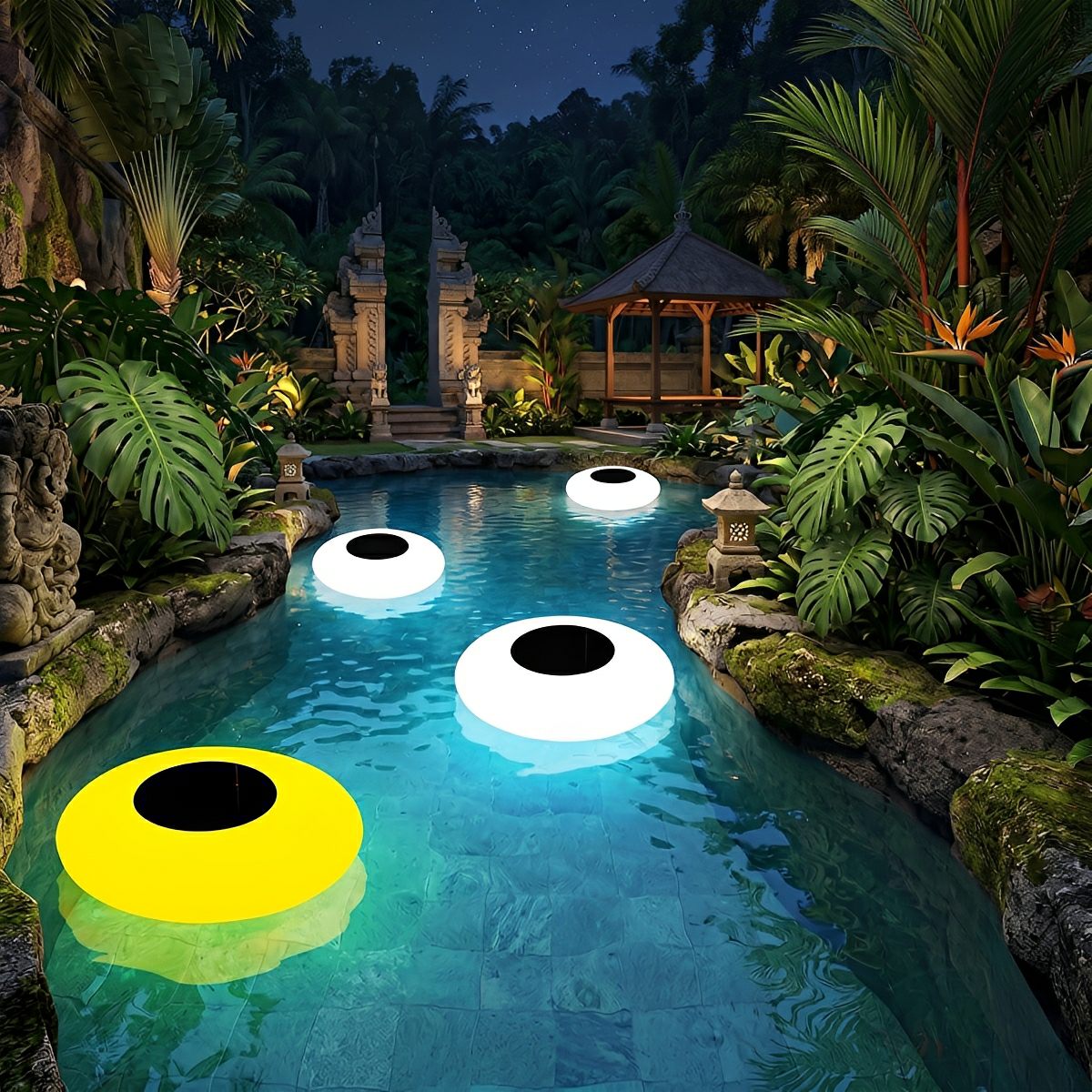 Schwimmende Poolkugel RGB-LED-Solarwasserlampe, Teichbeleuchtung, kabellos, mit Fernbedienung, Gartenambiente | Sansoti