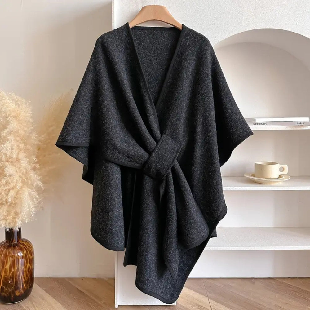 Lichte Poncho Cape met Bescherming tegen Wind en Kou – Warme Shawl voor Najaar en Winter | Sansoti