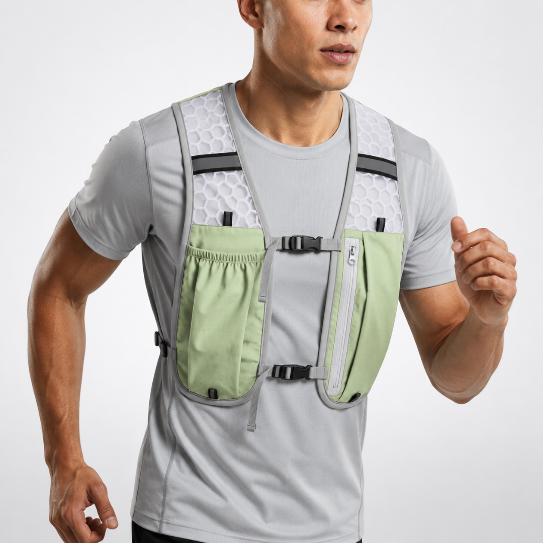 Laufweste mit 5-Liter-Hydration, ultraleicht, Trailrunning-Marathon, Laufsport, Schwarz Grau Grün | Sansoti