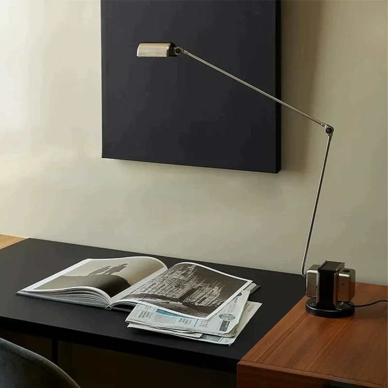 Adjustable LED Desk Lamp with Articulated Arm Black White Red Yellow Nickel Dimmable Table Lighting Work Lamp | Sansoti