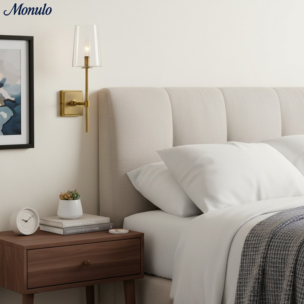 Glazen Wandlamp met Helder Glas – Enkelvoudige tot Drievoudige Configuratie – Elegante Badkamerverlichting | Sansoti