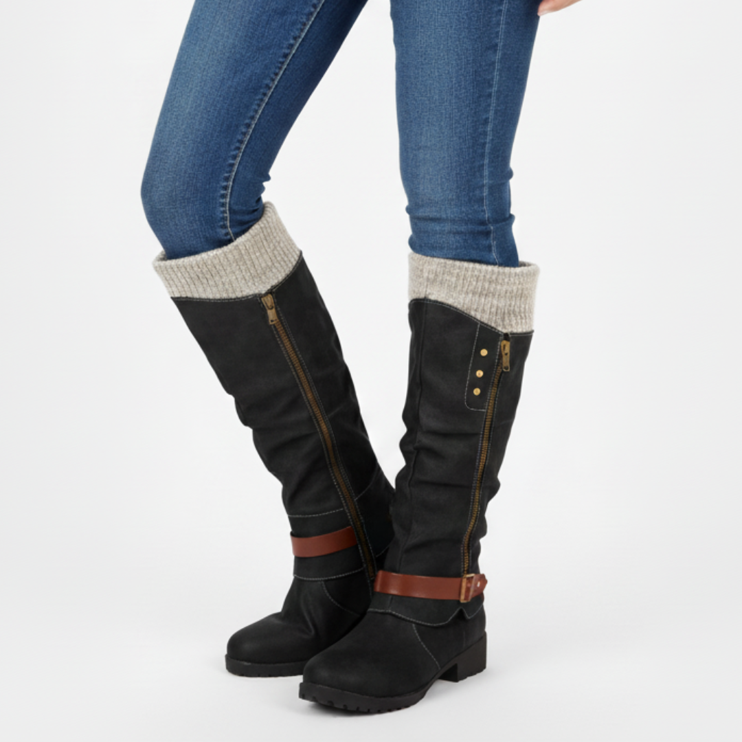 Lined Winter Boots with Orthopedic Support Side Zip 4cm Heel Height Warm Calf Boots for Women and Men | Sansoti