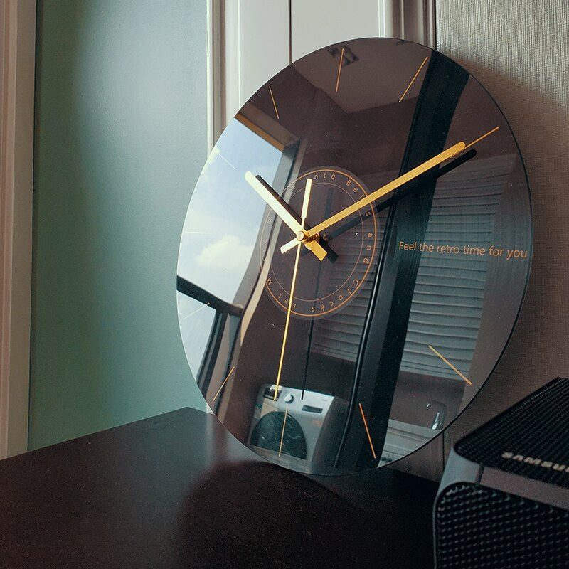 Glass Wall Clock with Artistic Design 30-35 cm Scandinavian Timekeeping Modern Living Room Decoration Kitchen | Sansoti