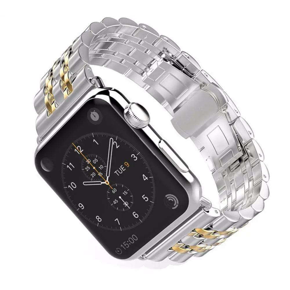 Bracelet pour smartwatch avec coque Acier inoxydable 44mm 42mm 40mm 38mm Protection d’écran Bracelet Accessoire | Sansoti