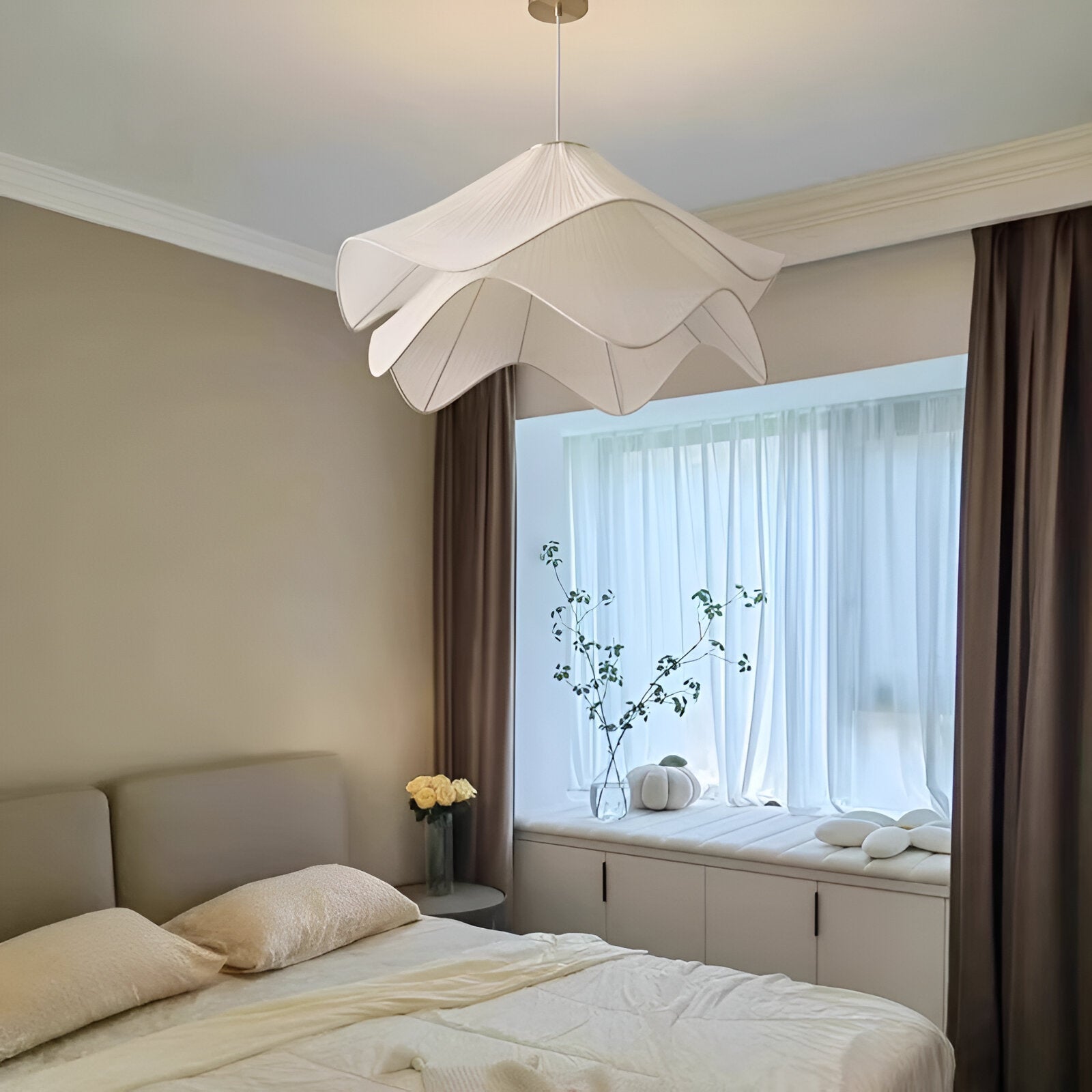Hanglamp Japandi Stof Rond Scandinavisch Design E27 40-80cm Warm Licht | Sansoti