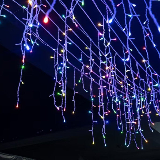 50 Meter LED-Eiszapfenlichtvorhang mit warmweißem Wasserfalllicht für den Außenbereich | Restfield