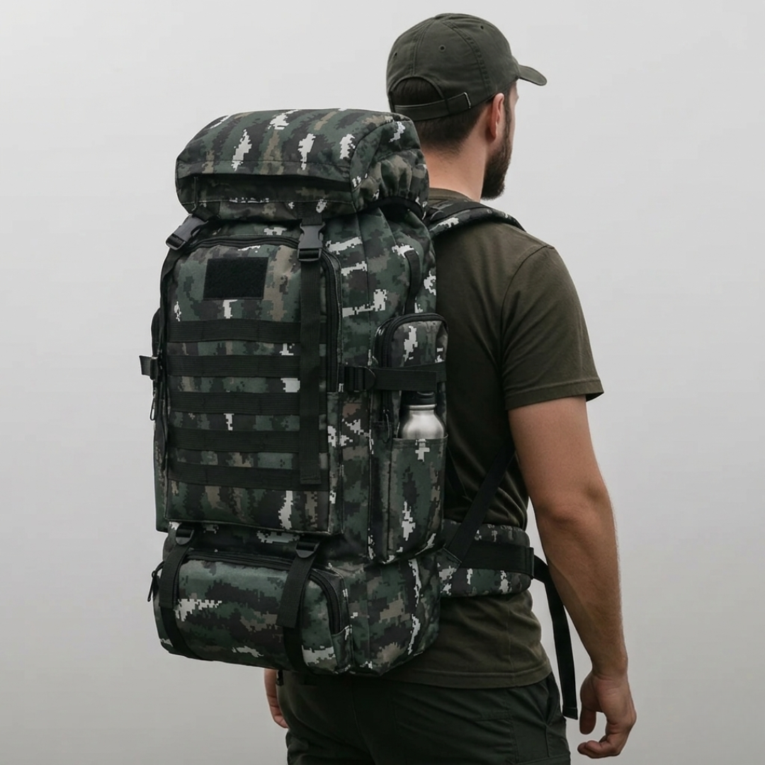 Trekking Backpack 80 Liters with MOLLE System – Waterproof Oxford Fabric for Multi-Day Hiking | Sansoti