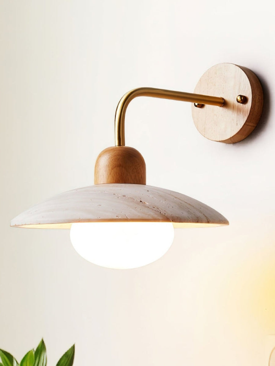 Travertijn Wandlamp Minimalistische Schijf Design Natuursteen Verlichting voor Woonkamer Slaapkamer Gang Moderne Interieur Wandverlichting met Warm Licht | Sansoti