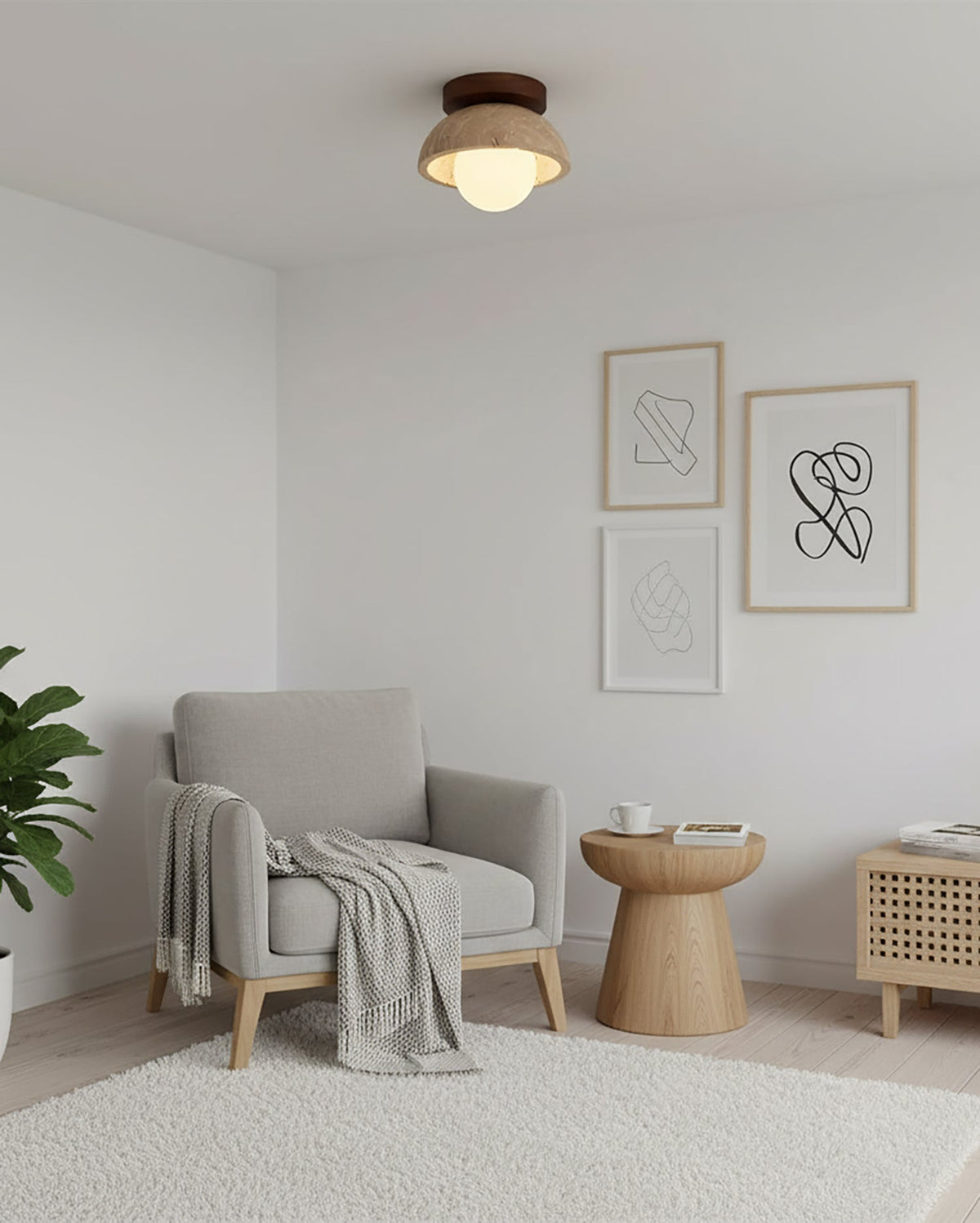 Runde Deckenlampe aus Holz G9-Fassung 15 cm Dimmbar Wand- und Deckenbeleuchtung Badezimmer Flur Schlafzimmer Wohnzimmer | Sansoti
