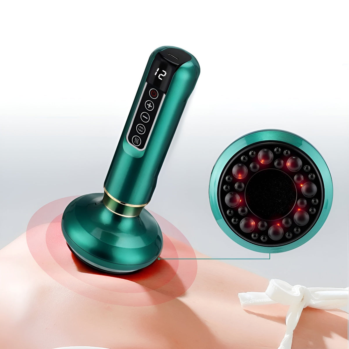 Cordless Massage Device with Suction Function, Heat, ABS and 1800mAh Battery for Back, Shoulders, Legs and Neck Muscles | Sansoti