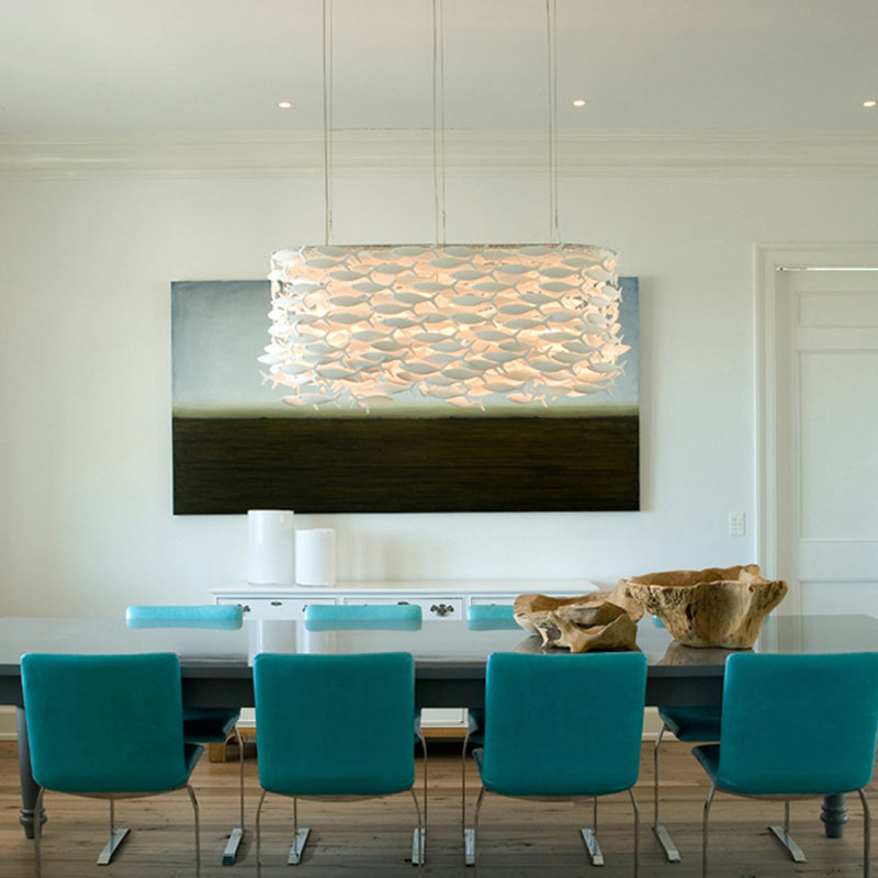 Porseleinen Vissen Kroonluchter Ovaal & Rond Design Eetkamer Hanglamp Dimbaar Warm Wit LED Decoratief | Sansoti