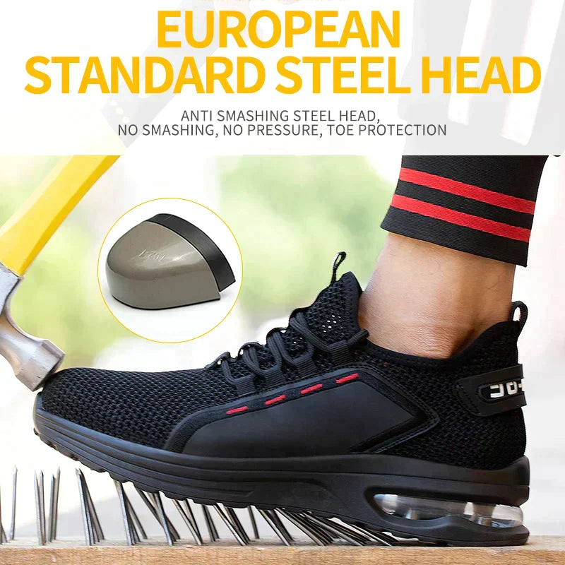 Veiligheidsschoenen met Stalen Neus Ultralight Antislip Werkschoenen Ademend voor Bouw Magazijn Industrie | Sansoti