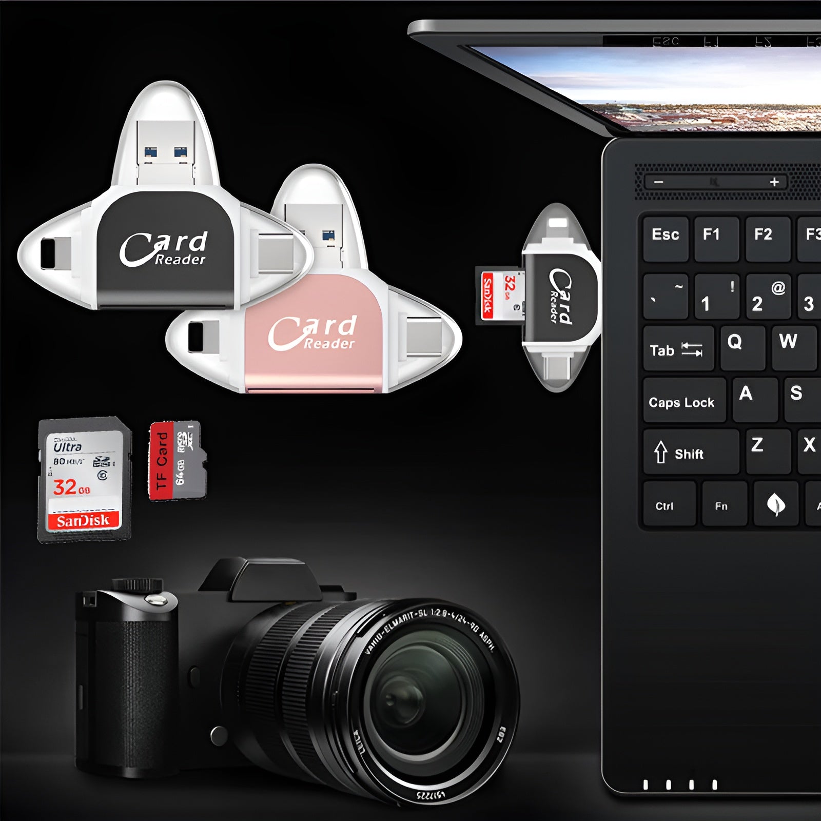 Kartenleser 4-in-1 USB C Lightning SD Micro SD USB 3.0 | Restfield
