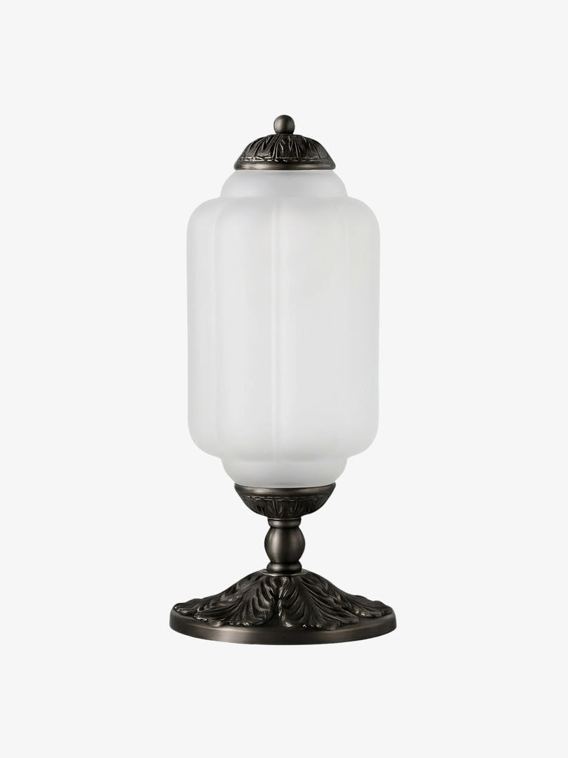 Vintage Glazen Tafellamp met Messing of Zwarte Afwerking | Sansoti