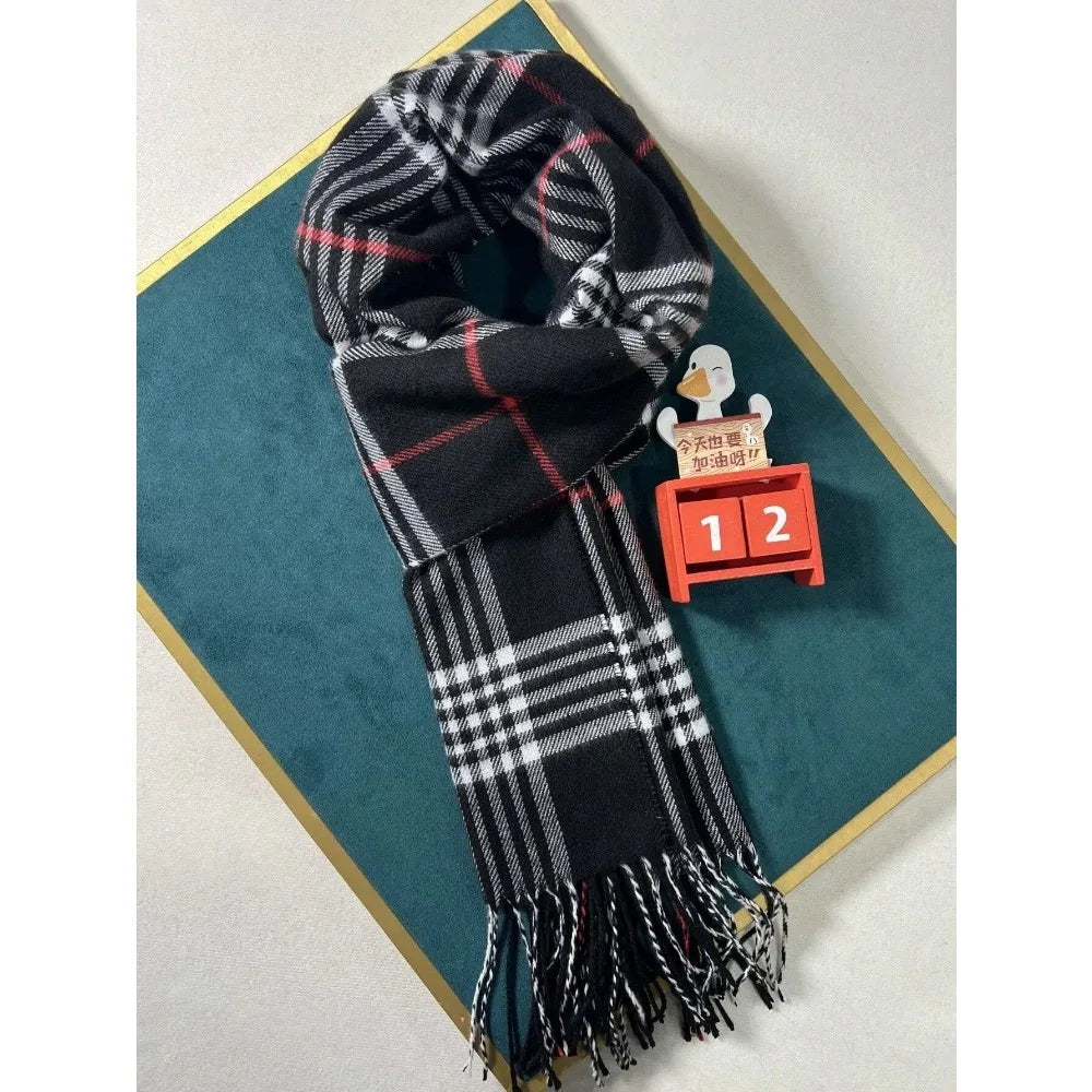 Checked Scarf with Soft Cashmere Touch, Winter Warmth for the Neck, Unisex Accessory for Men and Women, Outdoor | Sansoti