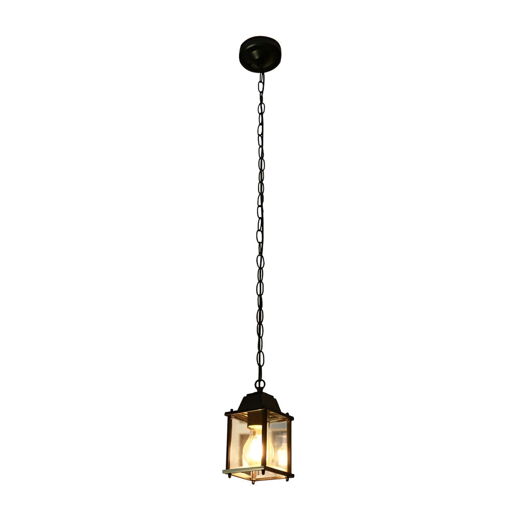 Vierkante Buitenlamp Glas Zwart Aluminium Hangverlichting Tuin Balkon Terras Waterdicht Decoratief Veranda | Sansoti