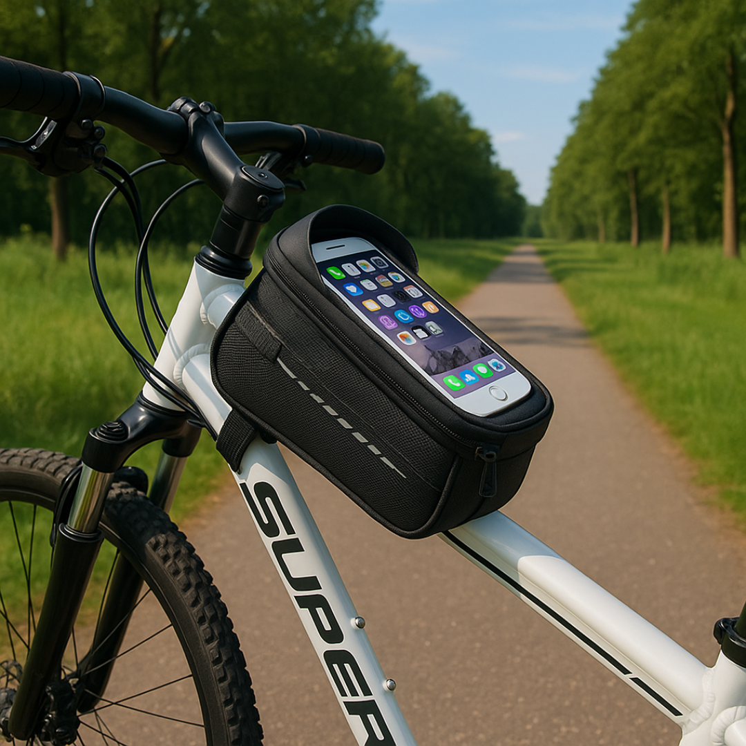 Fietstas Stuur Waterdicht Touchscreen Smartphone Houder Zwart Compacte Opbergruimte Dagelijks Fietsen | Sansoti
