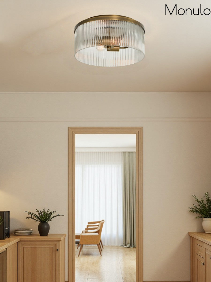 Geribbelde Glazen Plafondlamp Modern Laagbouw Ontwerp Slaapkamer Woonkamer Gang | Sansoti