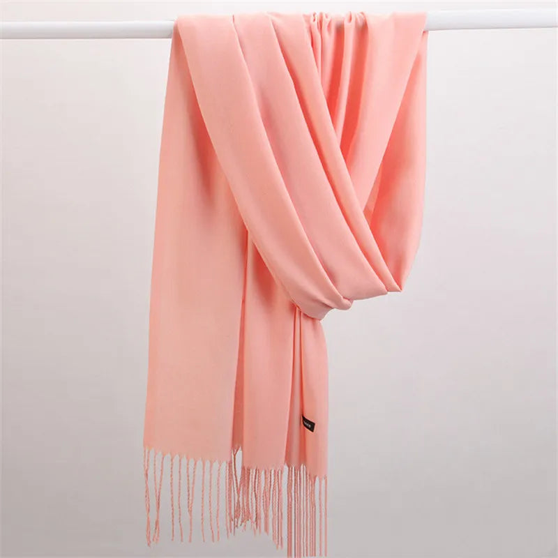 Extra langer Kaschmir-Damenschal, einfarbiger Winterschal, weich, warm und elegant, Accessoire für Herbst und Winter, 10 Farben | Sansoti