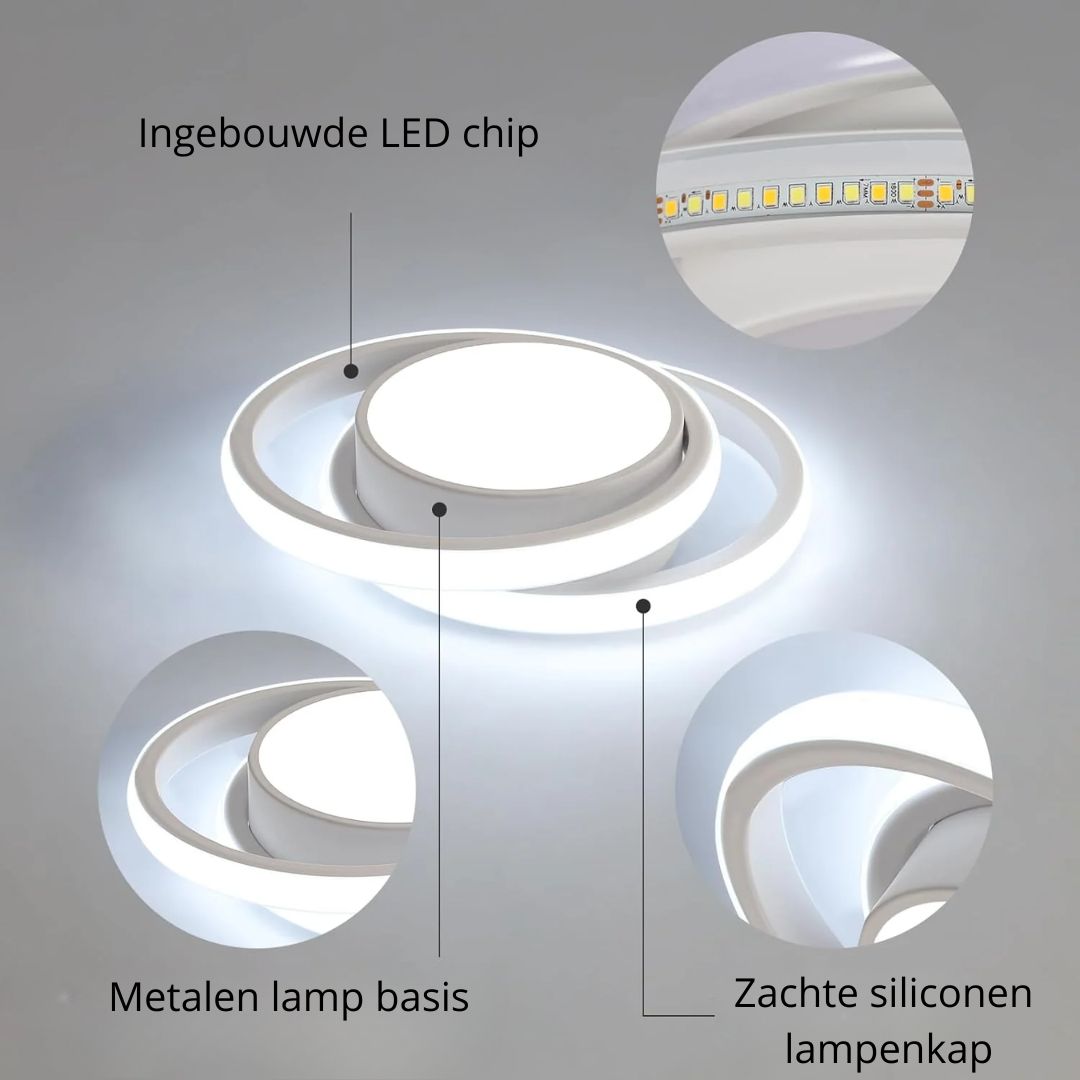 LED Plafondlamp Dubbele Ring Zwart Woonkamer Hal Moderne Plafondverlichting Minimalistisch Warm Licht | Sansoti